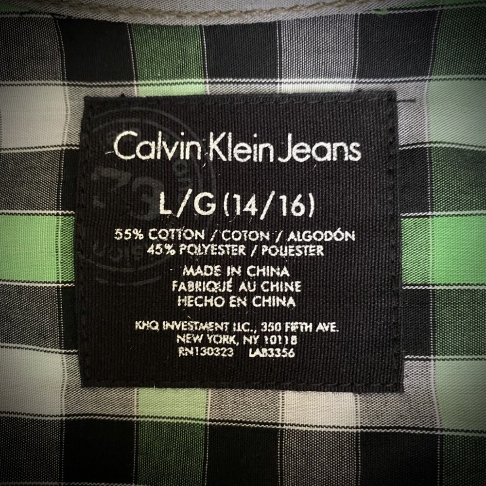 Calvin Klein Jeans button down shirt size LG 14/16 - Picture 2 of 3